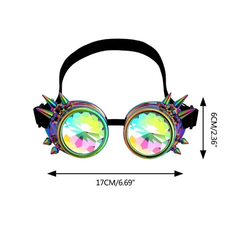 نظارات R1WE خمر القوطية العصر الصناعي نظارات المشكال Steampunk نظارات Kaleidoscop