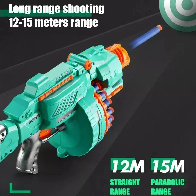 Children's Electric Continuous Shooting Gatling Toy Gun Suction Cup Soft Bullet Gun Explosion Nerfs Gun BB Guns Gifts for Kids