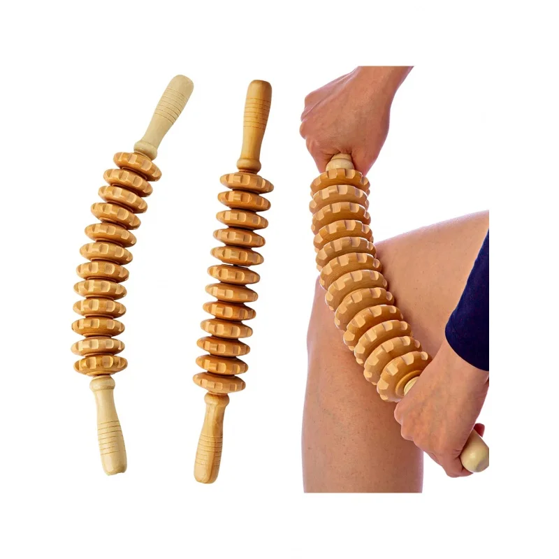 Wood Therapy Massage Roller Tool Handheld Cellulite Muscle Release Stick Massager