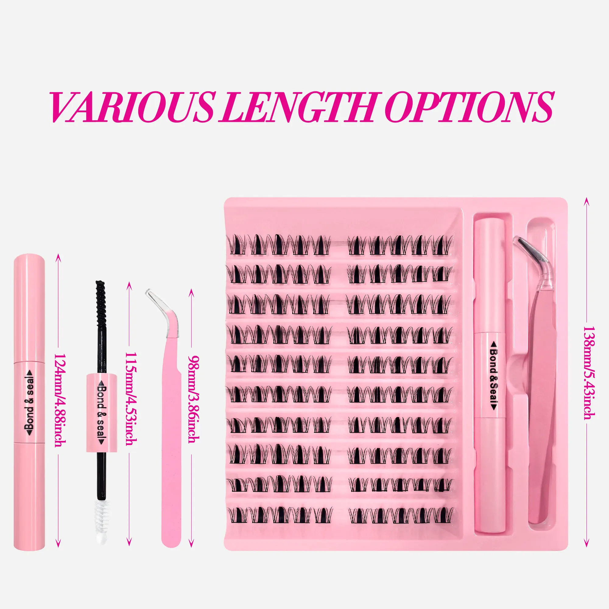 100-faches Comic-Set für falsche Wimpern, puppenartige, märchenhafte 3D-Wimpern, inklusive Kleber und Pinzette.