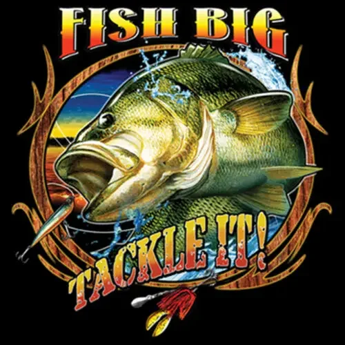 Fish Big Tackle It. Funny Bass Fresh Water Fishing Angler Gift T-Shirt Short Sleeve 100% Cotton O-Neck Casual Mens T-shirt New