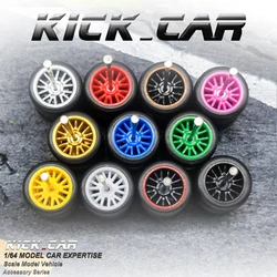 KICARMOD 1/64 ABS Wheels with Rubber Tire Various Styles Modified Parts 11mm Diameter For Model Car Racing Vehicle Toy Hotwheels