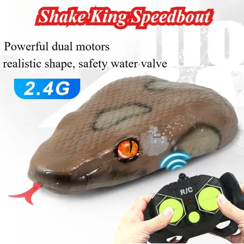 2.4GHz RC Crocodile & Snake Boat, Realistic Waterproof Animal Remote Control Speedboat, High-Speed Pool Lake Toy for Kids Adults