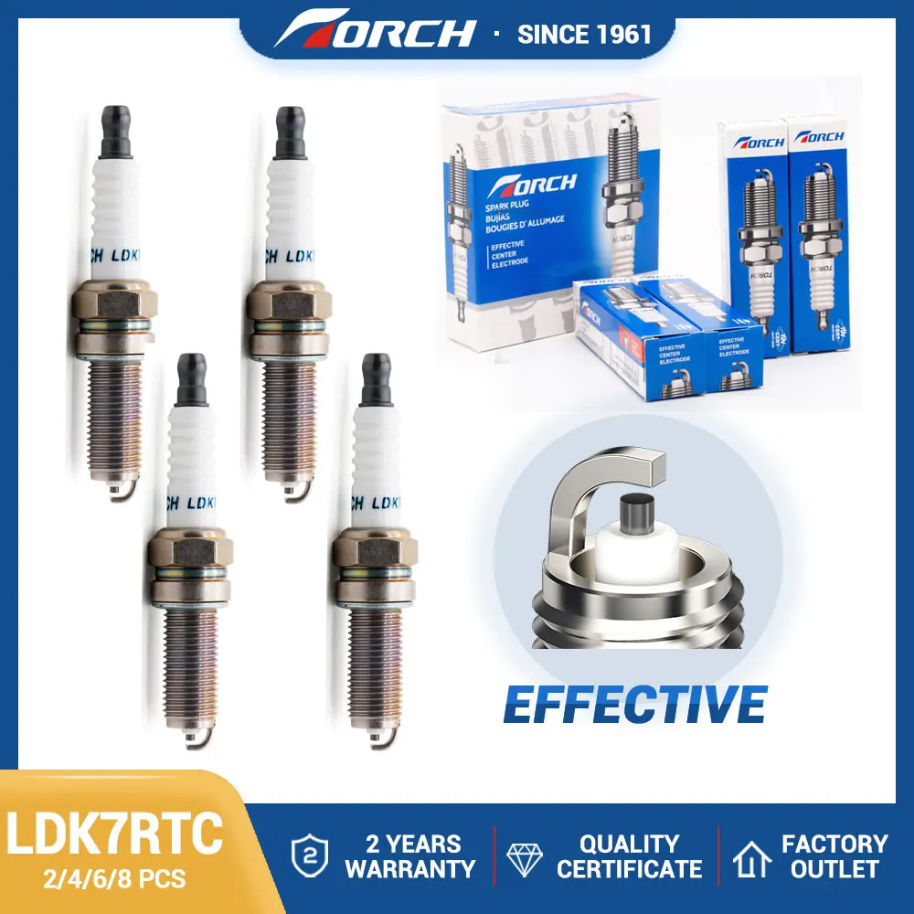 2-8PCS Spark Plugs TORCH LDK7RTC Replace for 5847/LKR7B-9 LKR7B9 1643/LKR7E 90724/LKR7D-DE LKR7DDE Champion RER8YC Denso XUH22TT