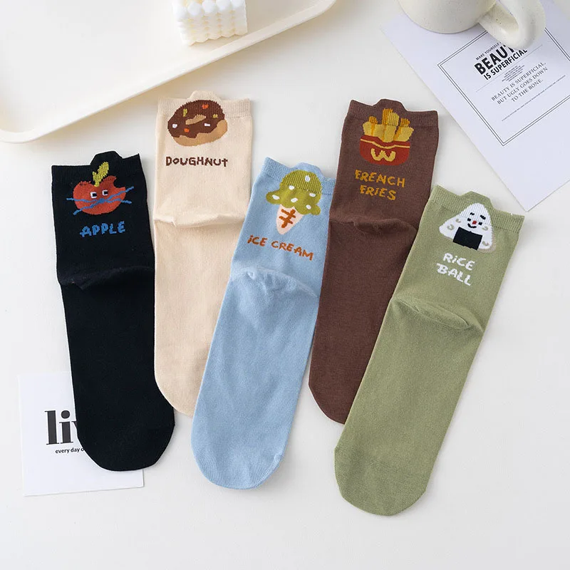 

Autumn and winter cartoon food women's socks three-dimensional screw mouth pile socks combed cotton fashionable versatile