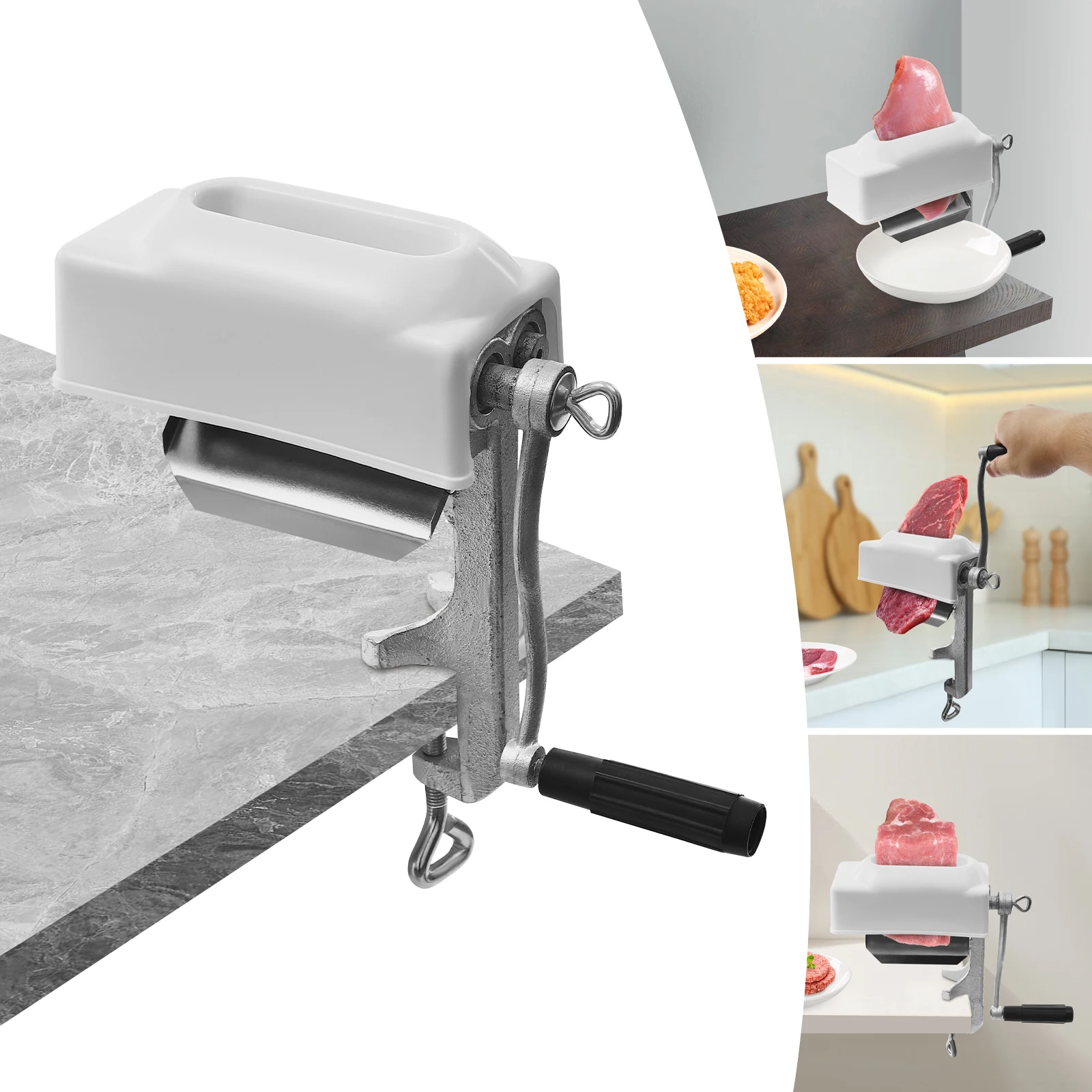 

Meat Tenderizer Cast Iron Machine,Silver Meat Tenderizer Tool Desktop 18*35cm for Beef,Pork,Chicken