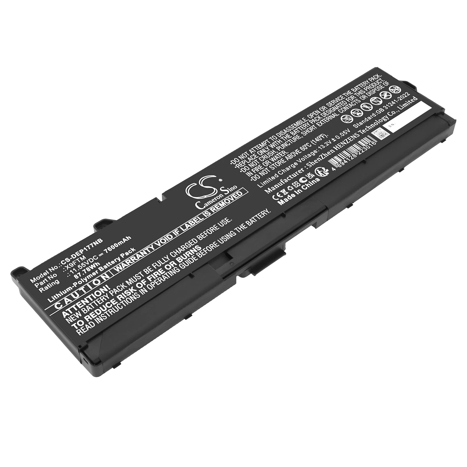 Replacement 11.55V 7600mAh Laptop Battery 5JMD8 965V4 X9FTM for Dell Precision 17 7770 7670 Performance