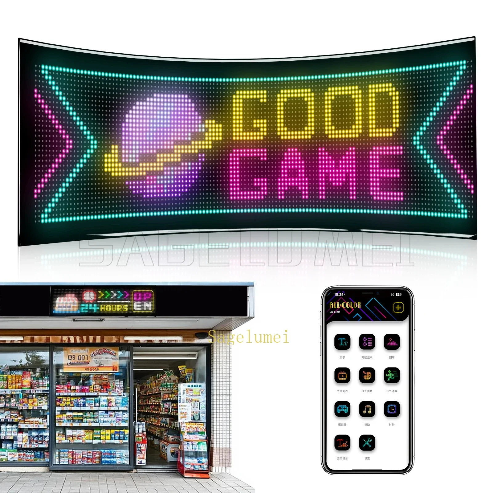 Big Led Matrix Panel LED Screen Sign Advertising RGB Scrolling Messages Display Board Flexible Car Rear Window Advertising Light