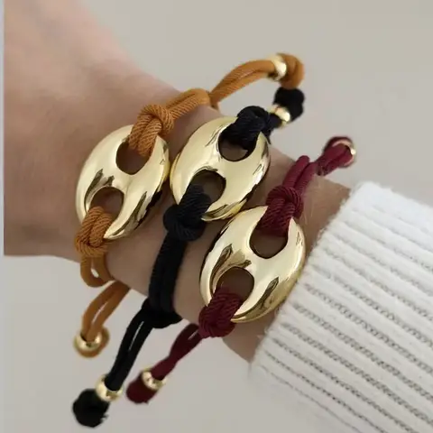 Fashionable polyester rope personalized couple bracelet fashionable INS style high-end retro men's