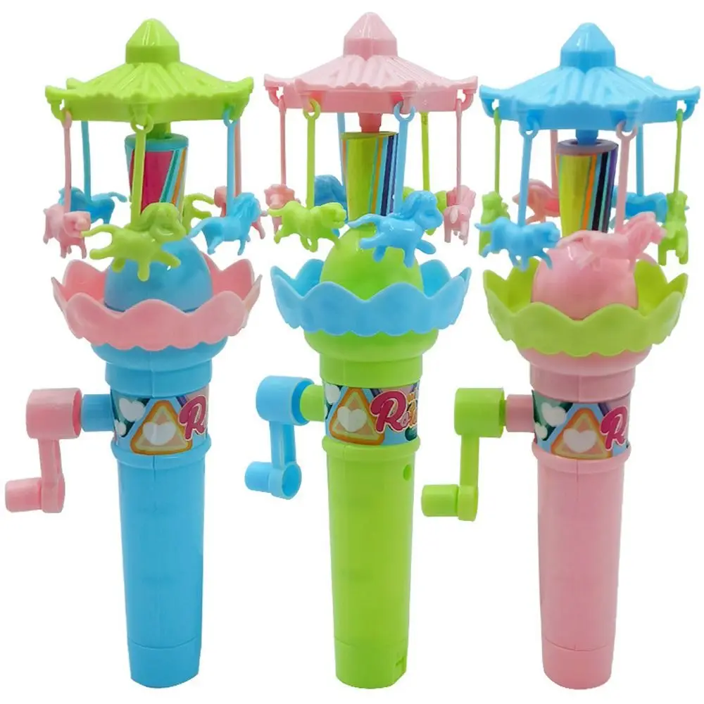 

Fun LED Lights Hand Cranked Rotating Toy Interactive Glowing Merry-Go-Round Toy Gear Mechanism Manual Carousel Toy Student