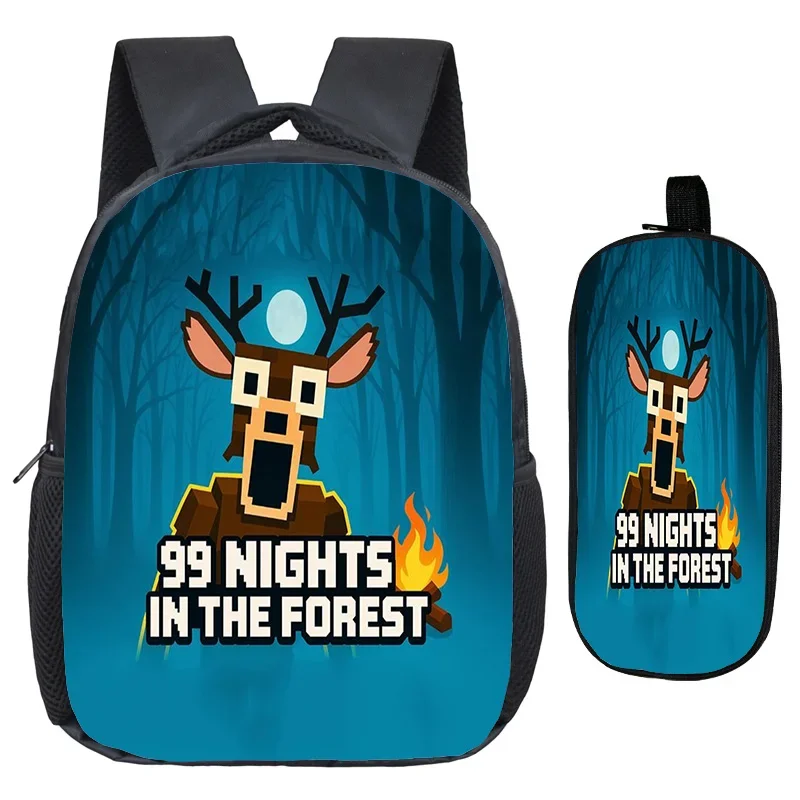 

2 шт. Рюкзаки с принтом «99 ночей в лесу», детские, с 3D-печатью, повседневные, школьные, с карманом для ручек, DIY