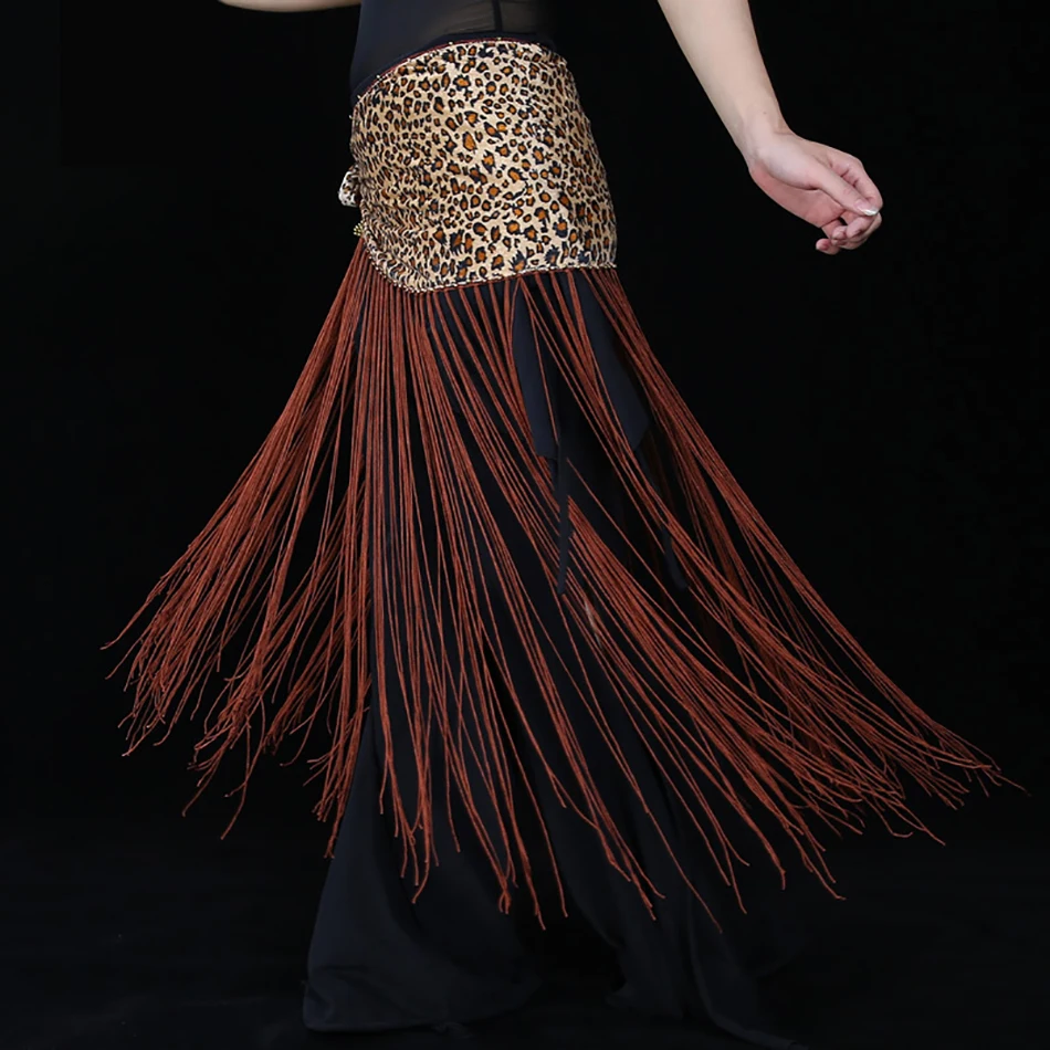 ベリーダンスヒップスカーフウエストチェーンベルトタッセルスカーフ 150 センチメートルロングヒョウ大人の女性のためのダンスウェア衣装ダンスアクセサリー