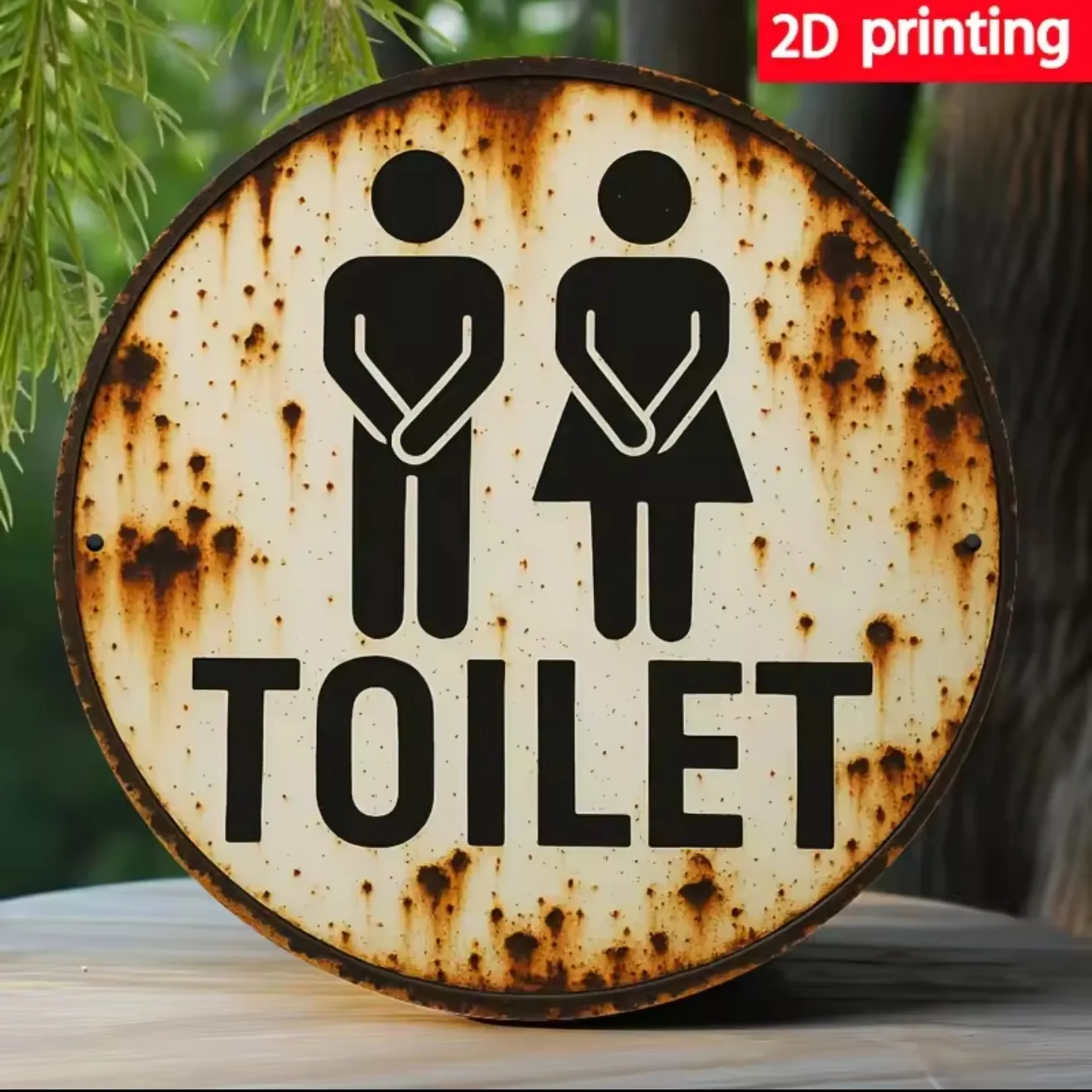 Panneau de toilettes vintage en métal - Décoration de salle de bain rustique avec symboles homme et femme, plaque rétro en fer imperméable et anti-poussière