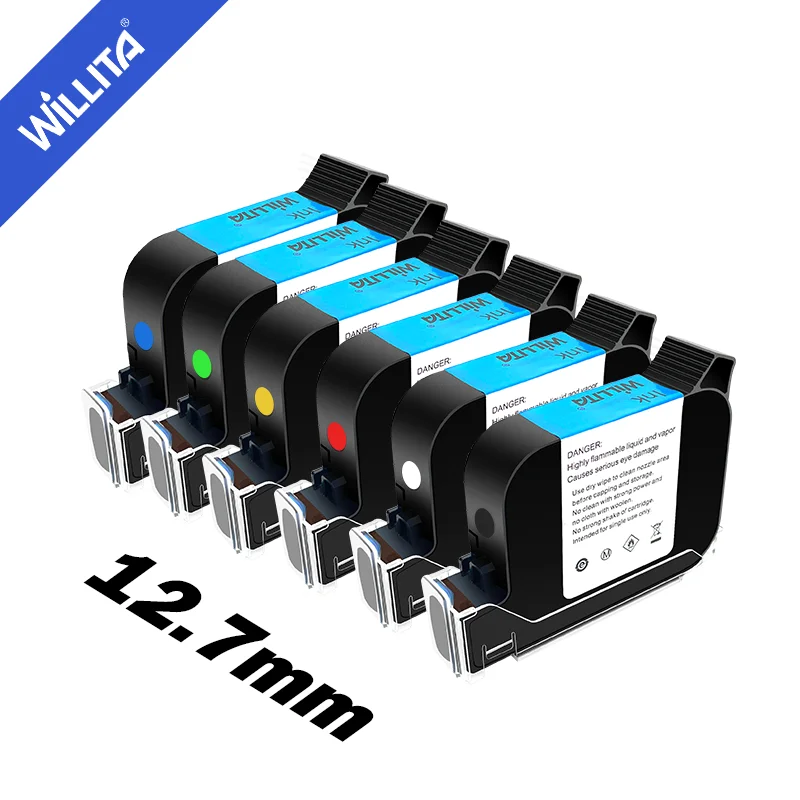 

Willita V2590 12.7mm Fast-Dry Solvent Ink Cartridge A Level Universal For Handheld & Tij Inkjet Printer Date Text Code Printing