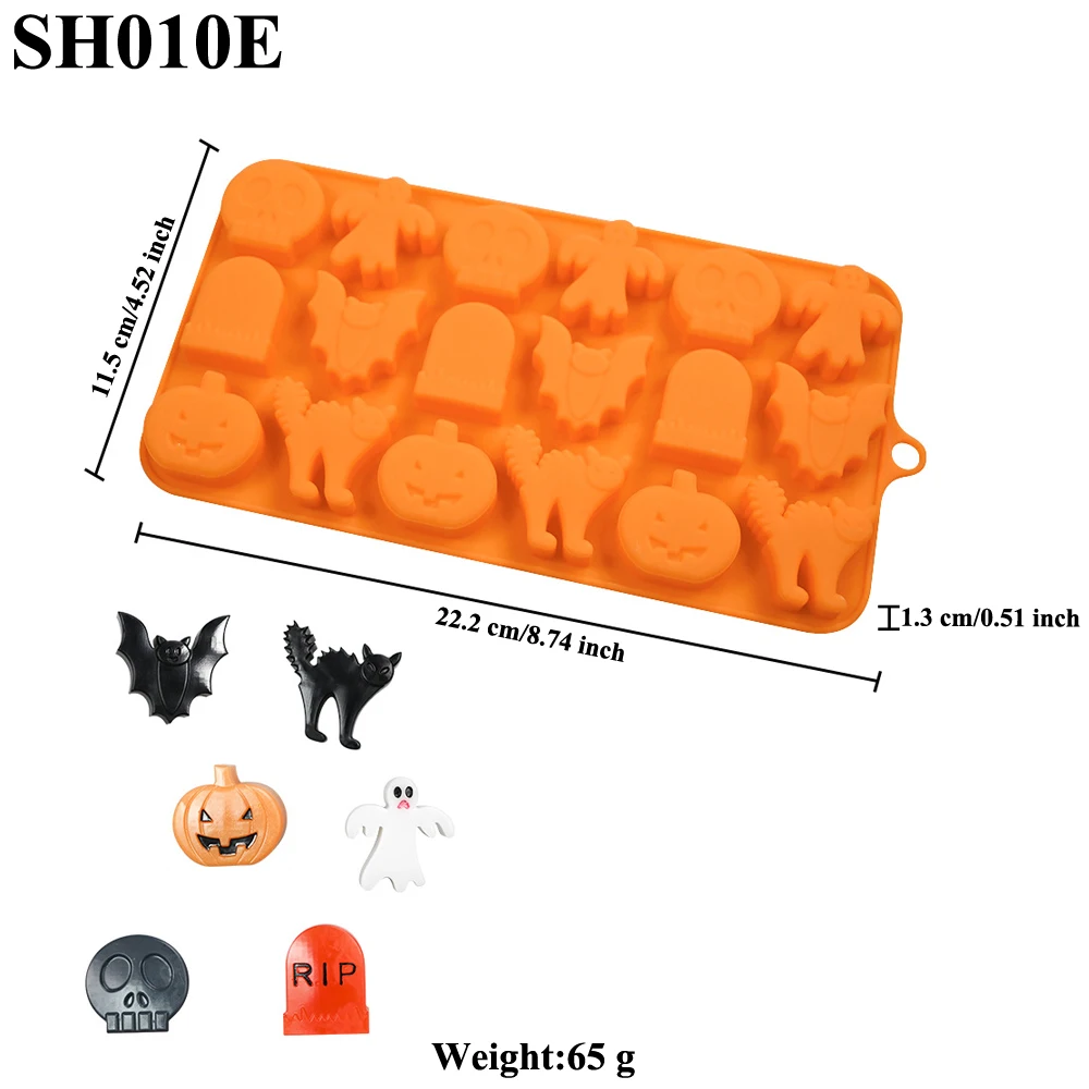 Halloween Silicone Candy Mold Pumpkin Ghost Skull Design Food Grade Silicone Chocolate Mould Ice Cube Tray Fondant Craft Tools