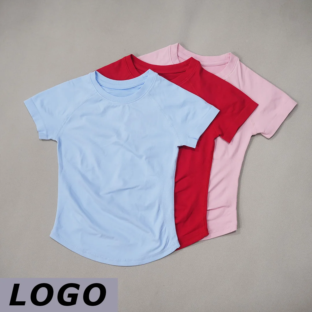 DF 26 New Women Round Neck Sports Tee Breathable Short Sleeve Elastic Slim Casual T Shirt For Gym Yoga Running Training Workout
