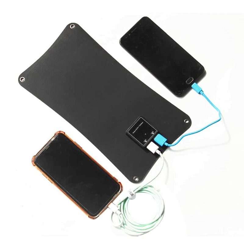 لوحة طاقة شمسية 10 وات 5 فولت مع منفذ USB مزدوج + نظام شحن بطارية حلقة تسلق ETFE شاحن شمسي قابل للطي