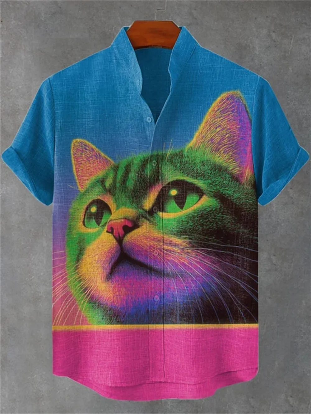 Sommerhemd für Herren, Cyberpunk, japanischer Samurai, bedruckt, Stehkragen, modische soziale Ballkleidung