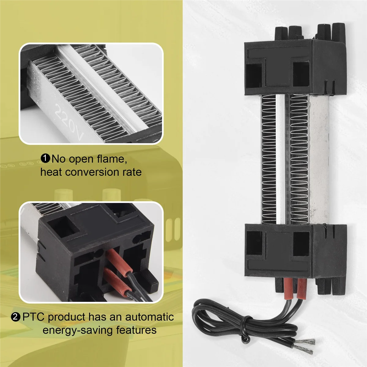 Calentador de aire de cerámica PTC aislado, 100W, 220V, elementos calefactores PTC, calentador eléctrico