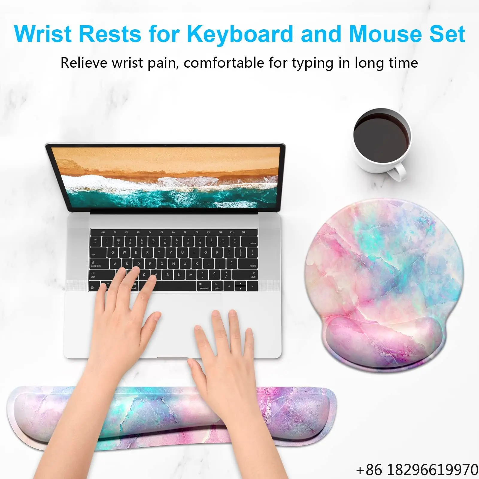 Colorful Cartoon Gel Base Keyboard Pad Ergonomic Wrist Rest Mouse Pad Set PC Memory Foam Rubber Base Customized Color Logo Stock