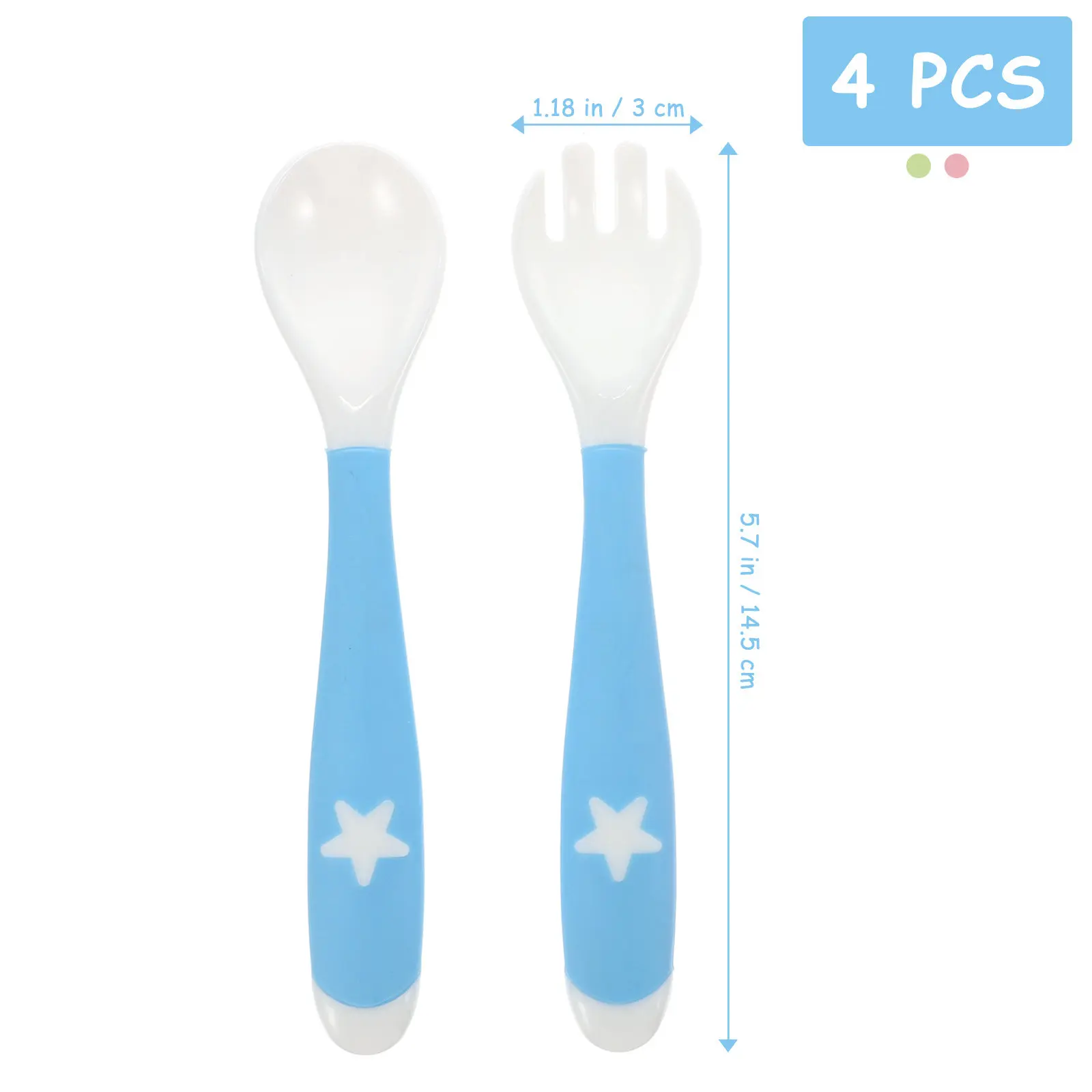 4pcs Bendable Baby Fork Spoon Set – Soft Training Utensils for Toddlers, Self-Feeding Food Scoop Kit