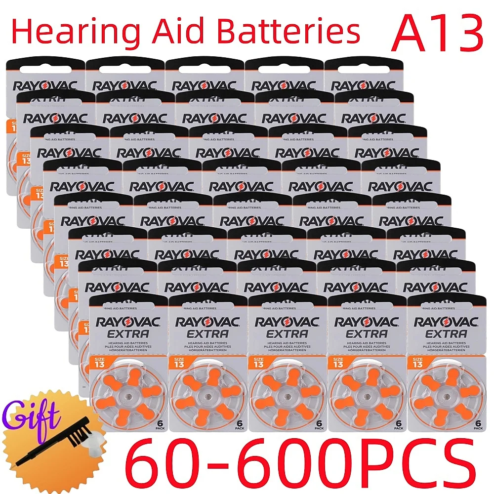 

2025Новинка, 60-600 шт., батарейки для слуховых аппаратов A13, 1,45 В, Rayovac, дополнительный цинковый воздушный аккумулятор для слуховых аппаратов для BTE CIC RIC