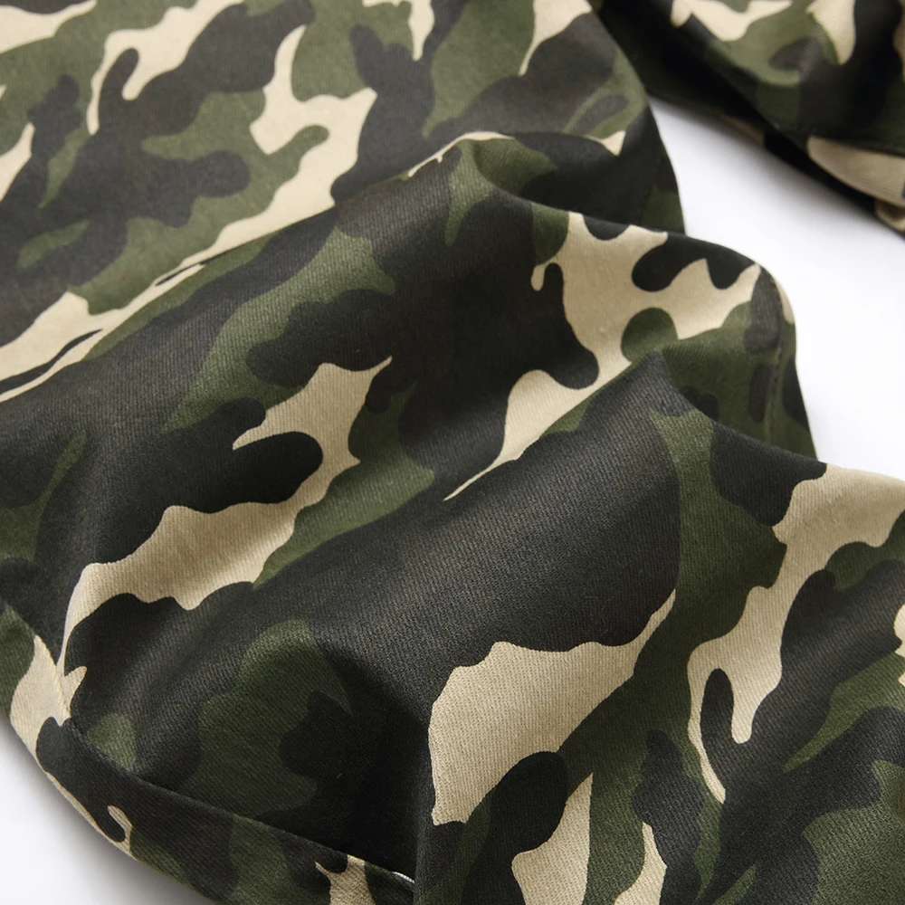 بنطال جينز رجالي بنمط مموه بطباعة مموهة من قماش الدنيم بنطلون مستقيم نحيف #4