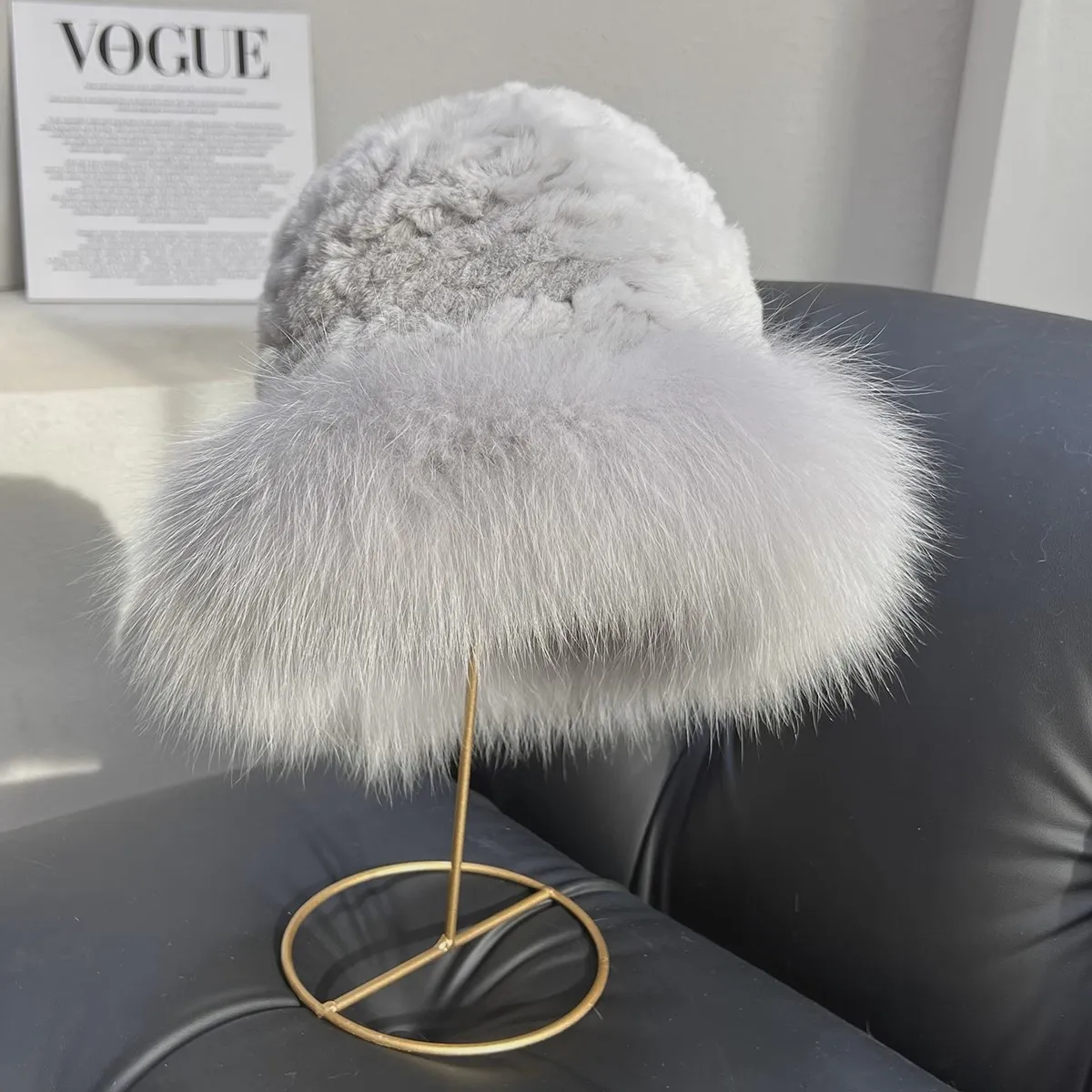 ICYMI Winter Real Fur Hat Women Warm Knitted Genuine Real Rabbit
