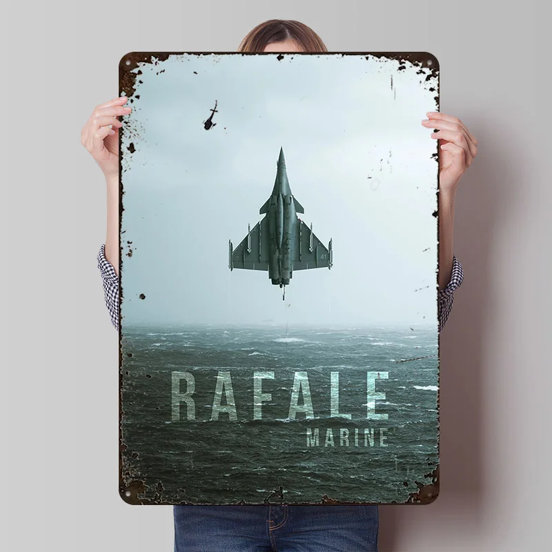 ملصقات ملصقات معدنية بحرية من Dassault Rafale على عناصر تزيين الحائط علامات قصدير معدنية قابلة للتخصيص لتزيين جدران الفن