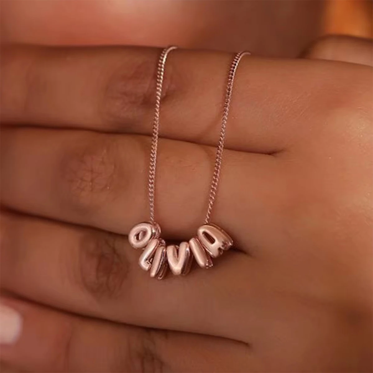 Custom Bubble Name Necklace Stainless Steel Letter Pendant 3D Balloon Letter Necklace For Women Party Anniversary Gift Jewelry