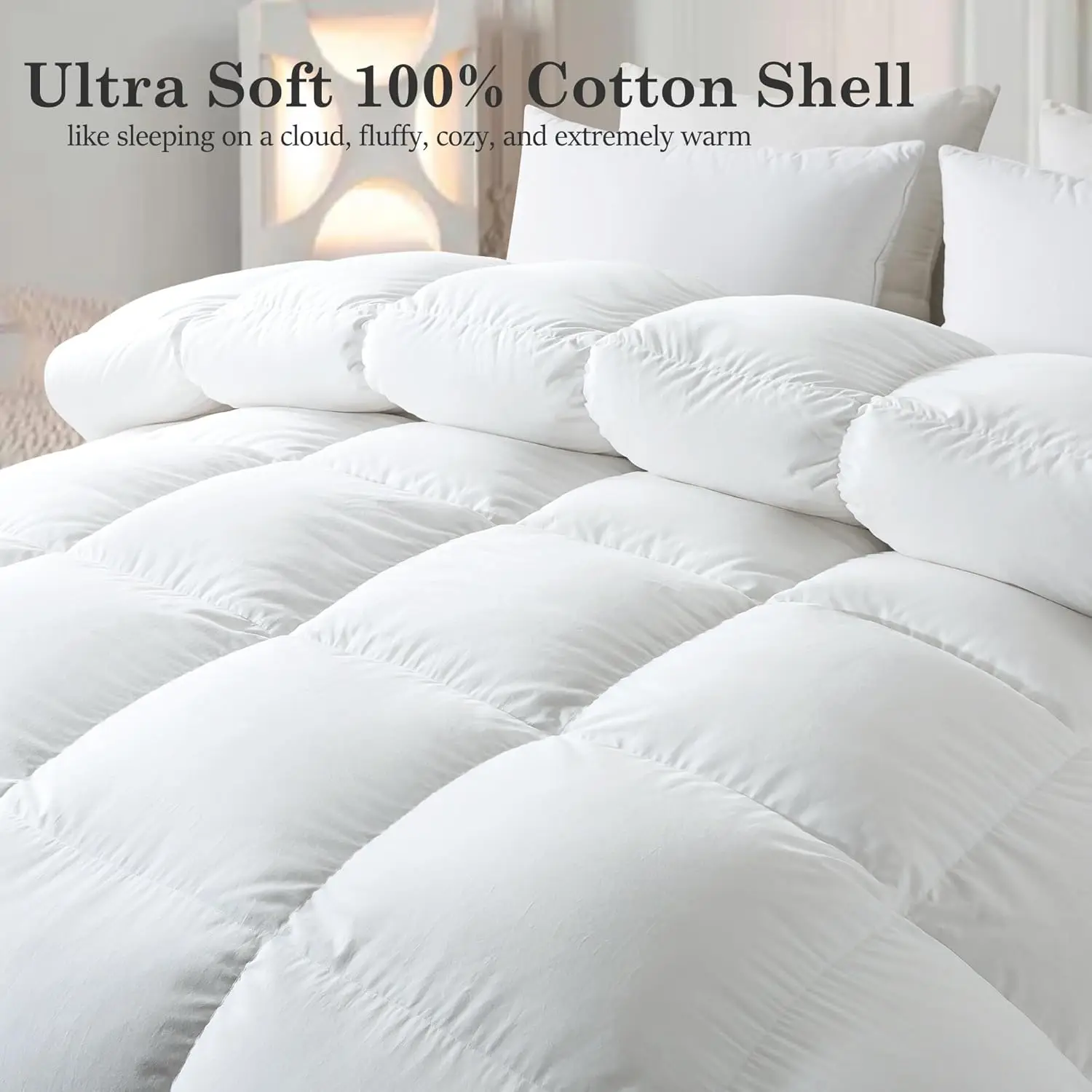 Duvet single bed, filled with feathers and down fibers, four seasons white fluffy duvet core-100% cotton quilt cover