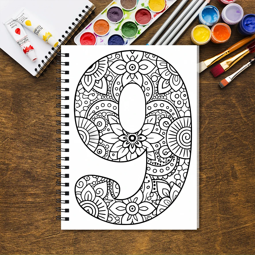 Libro da colorare con fiori per adulti con i numeri - 8,3 x 11,2 pollici Libro da colorare da 32 pagine - Aiuta a ridurre lo stress e allevia le emozioni