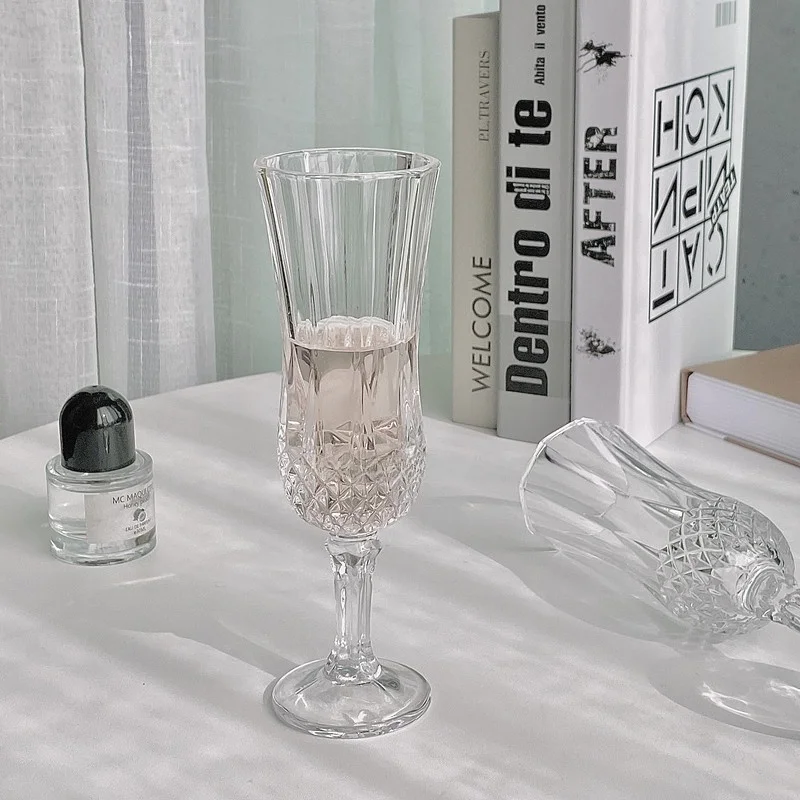Copa de vino de vidrio sin pl con diseño de diamantes, copa para vino tinto, copa para coñac, copa para champán, copa para...