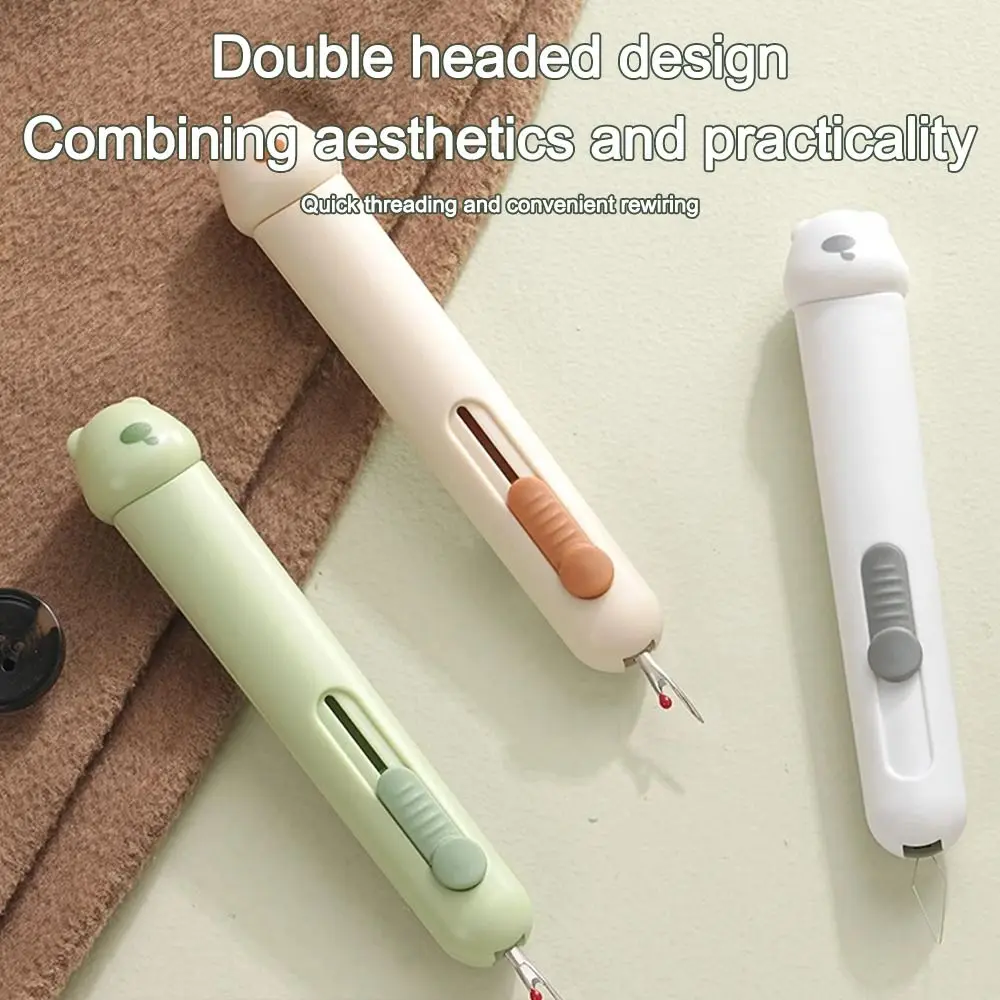 2in1 Threading Needle Threader Retractable Needlework Stitch Unpicker Double Head Sewing Seam Ripper DIY Sewing Accessories