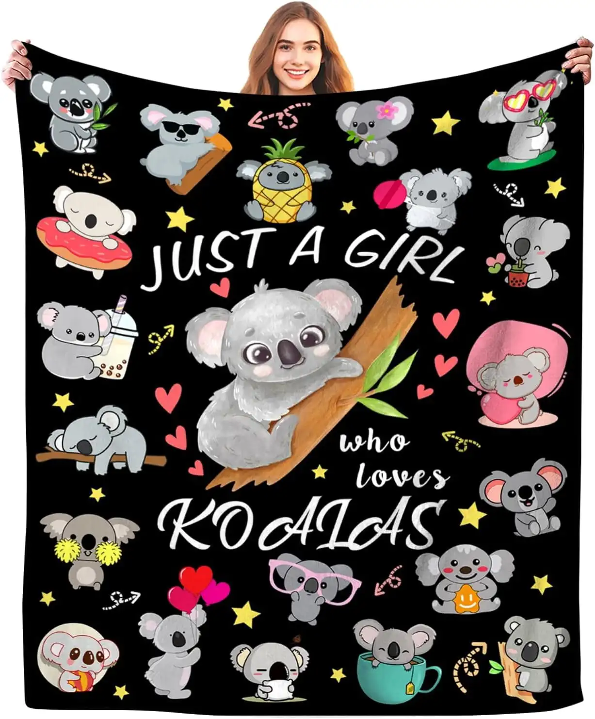 Koala Blanket for Women Girls Soft Lightweight Flannel Throw Blankets Koalas Gifts for Koala Lovers Bedding Kids Adults 50