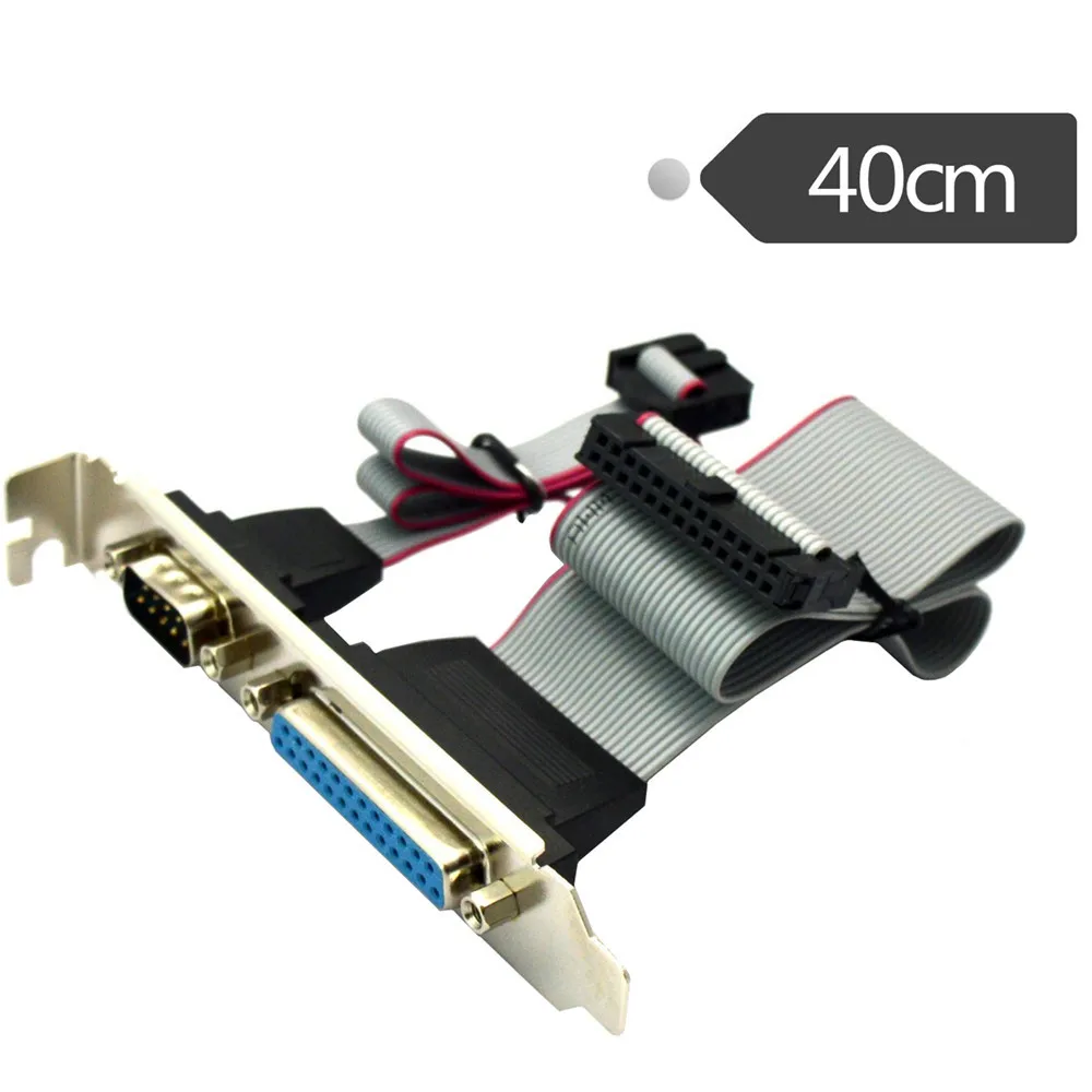 JavicTech 40CM PCI Slot Header Serial DB9 Pin With Parallel DB25 Pin Cable With Bracket For Parallel LPT Printer COM Serial