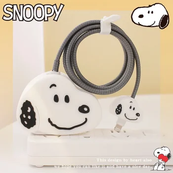 Miękkie silikonowe etui z ładowarką 3D Snoopy Cartoon do iPhone'a 14 13 Pro 18w 20w Pokrowiec ochronny na ładowarkę Pokrowiec ochronny na kabel