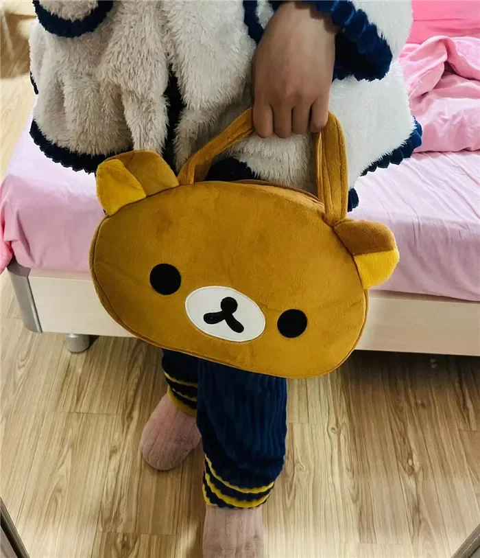 Cute Rilakkuma Plush Hand Bags Handbags for Women Girls Anime Kawaii Small Toto Bag Bear Head Top Handle Bag