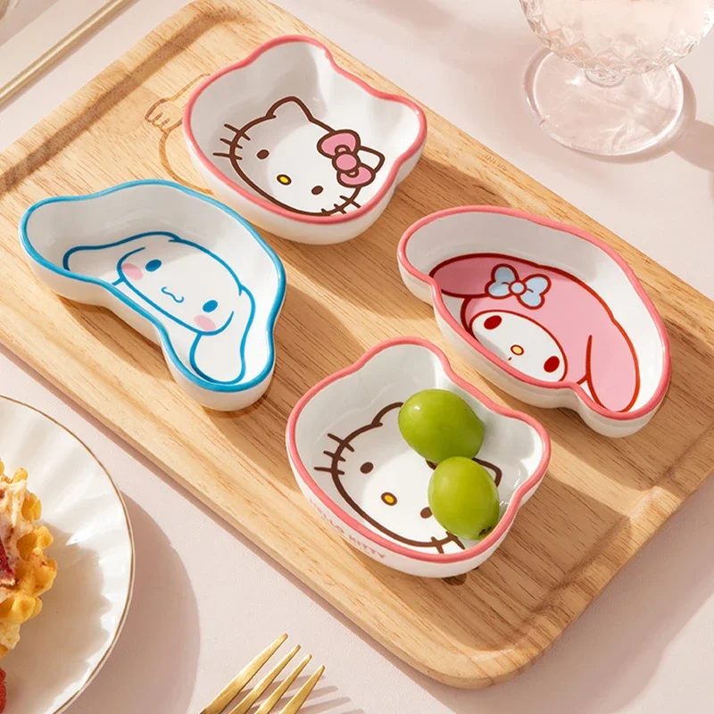 

Sanrio Kawaii Hello Kitty Dip Dish Cinnamoroll My Melody Anime Cartoon Cute Home Good Looking Healthy Safe Condiment Small Plate