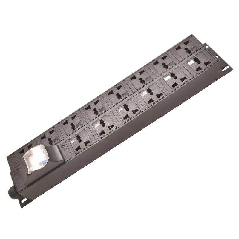 2U PDU power strip distribution unit 14 Way Universal Outlet Socket 16A circuit breaker 2meter Cord Aluminum alloy shell