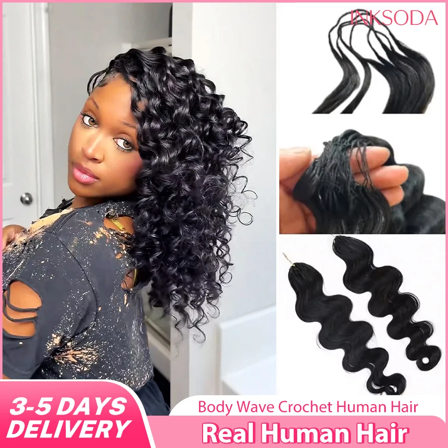 

30 Inch Crochet Human Hair Body Wave 12A Knotless Pre-Separated Crochet Virgin Feather Afro Hair Extensions Human Hair For Wome