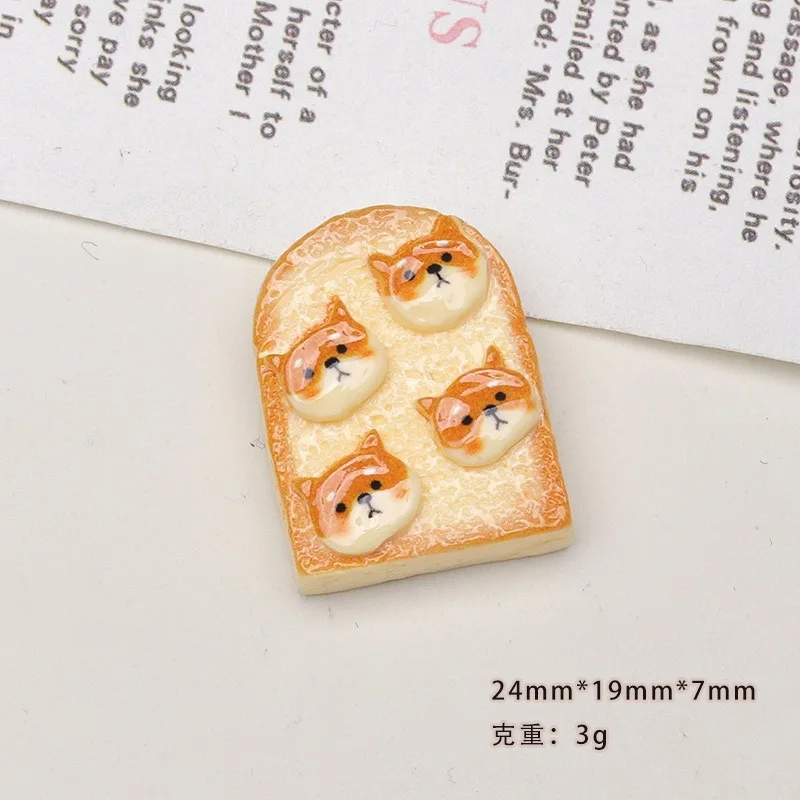Kawaii Flat Back Resin Puppy Bread Cabochons 10pcs Flat Back Cameo Cabochon Ornaments For Jewelry Making Wholesale