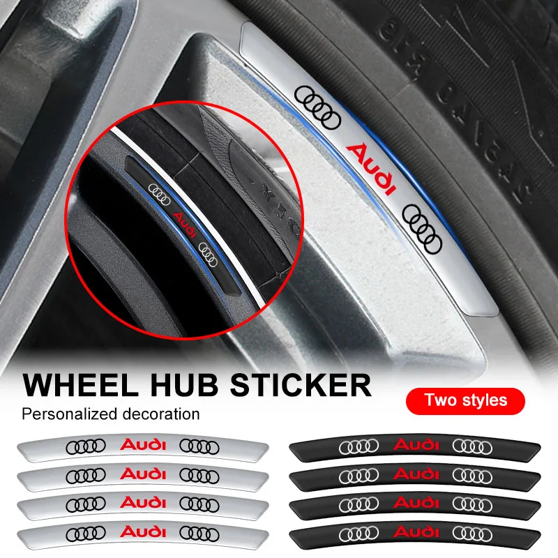 4 peças de Adesivos de Emblema para Rodas de Alumínio, Decoração Automotiva e Estilização de Carros para Audi A5 A3 A4 A6 A7 A8 Q2 Q7 Q3 Q5 Q8 B5 B6 B7 B8 B9