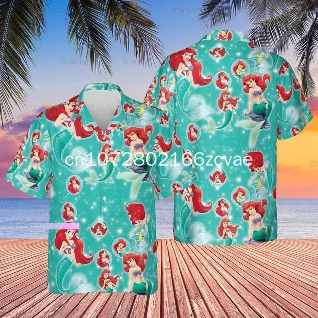 

Disney the Little Mermaid Hawaiian Shirt Ariel Princess Hawaiian Shirt Men's and Women's Vintage Button Short Sleeved Shirt