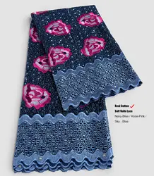 Unique Cotton Swiss Voile Lace with Guipure Edge African Embroidery inspired Fabric Traditional Garment Rocking Appliques 5 yard