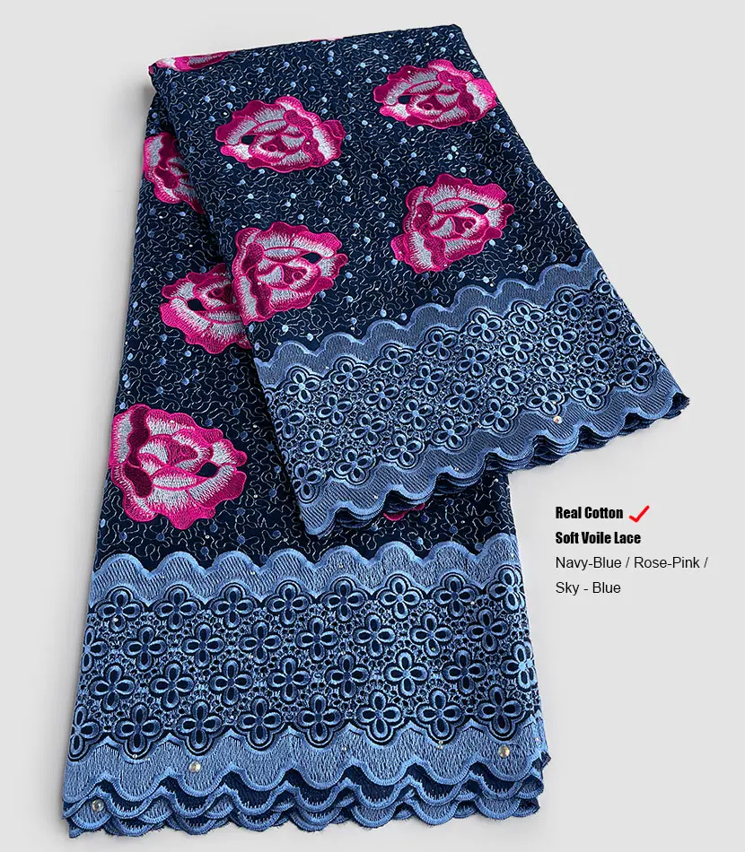 Unique Cotton Swiss Voile Lace with Guipure Edge African Embroidery inspired Fabric Traditional Garment Rocking Appliques 5 yard