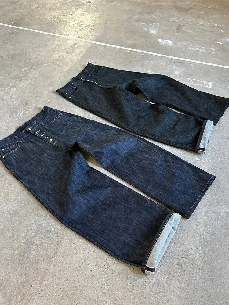 No faith 25SS American red edge red ear original cow jeans scimitar Baggy wide leg pants