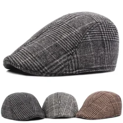 Vintage Men Baseball Hat British Painters Berets Autumn Winter Gentleman Newsboy Hat Plaid Wool Hat Unisex Driving Cabbie Cap