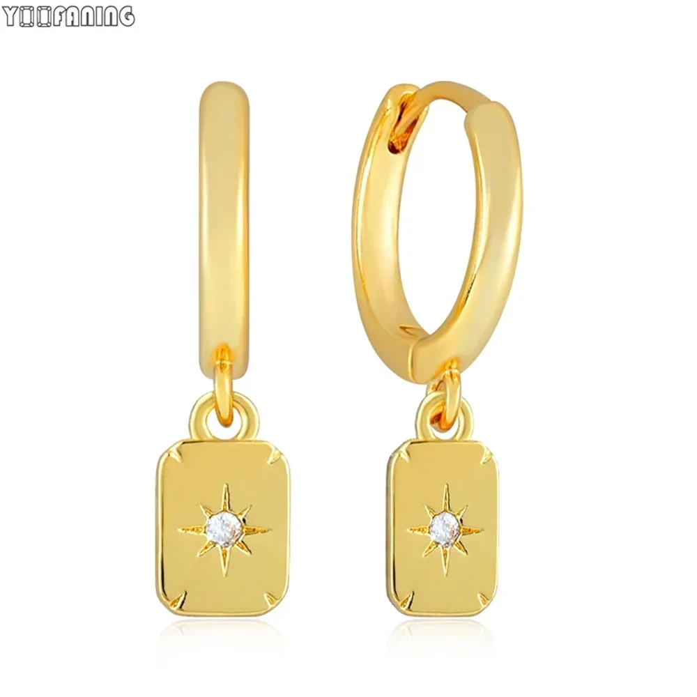 925 Sterling Silver Needle High End Luxury Gold Silver Hoop Earrings Rectangular Love Shell Earrings for Women Jewelry Wedding
