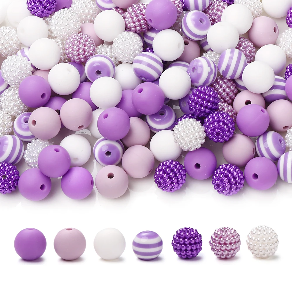 70Pcs 12mm Silicone Beads Acrylic Beads Kit Baby Nuring Teething Beads Sets For DIY Pacifier Chain Toys Accessories